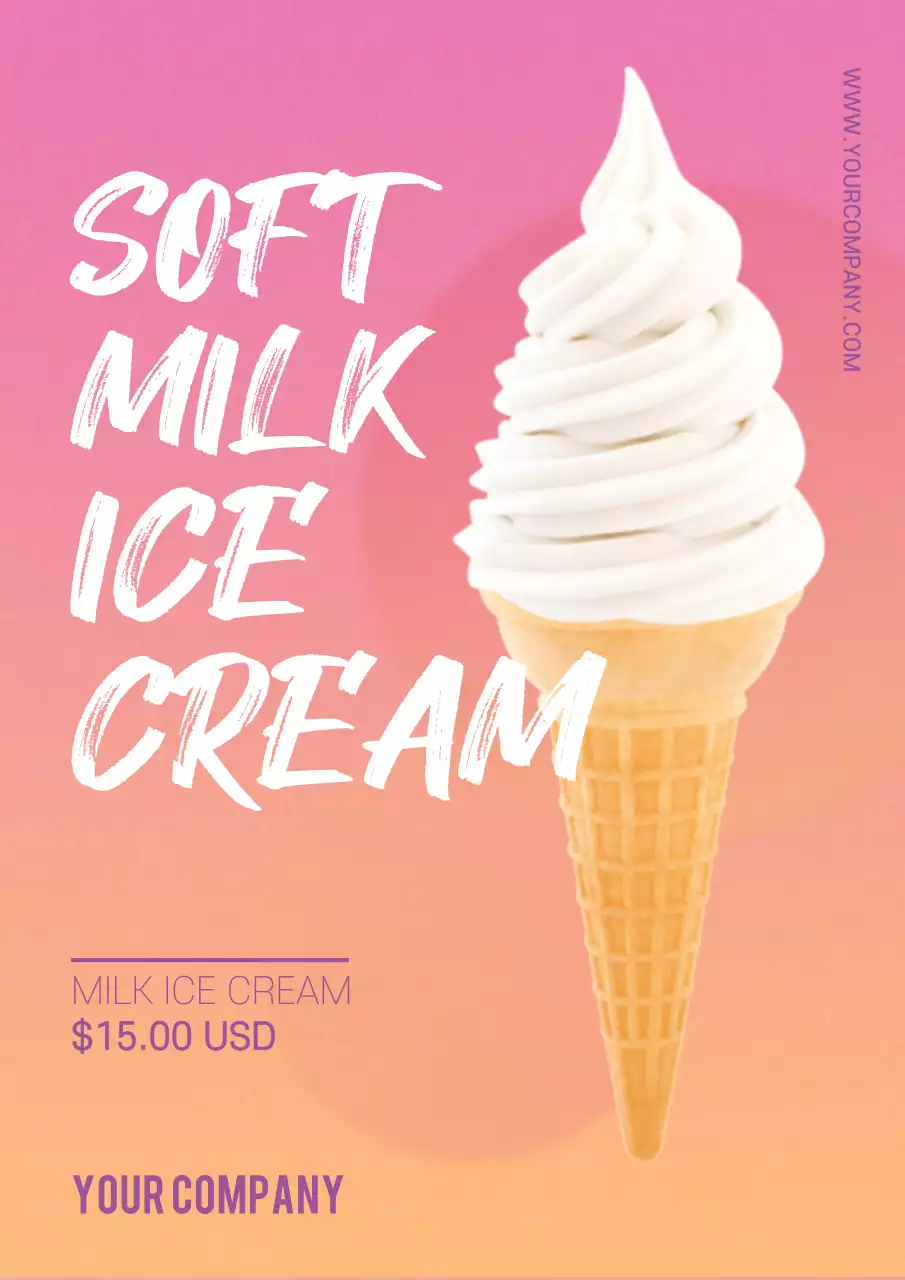 Pink Trendy Ice Cream Promotion Poster