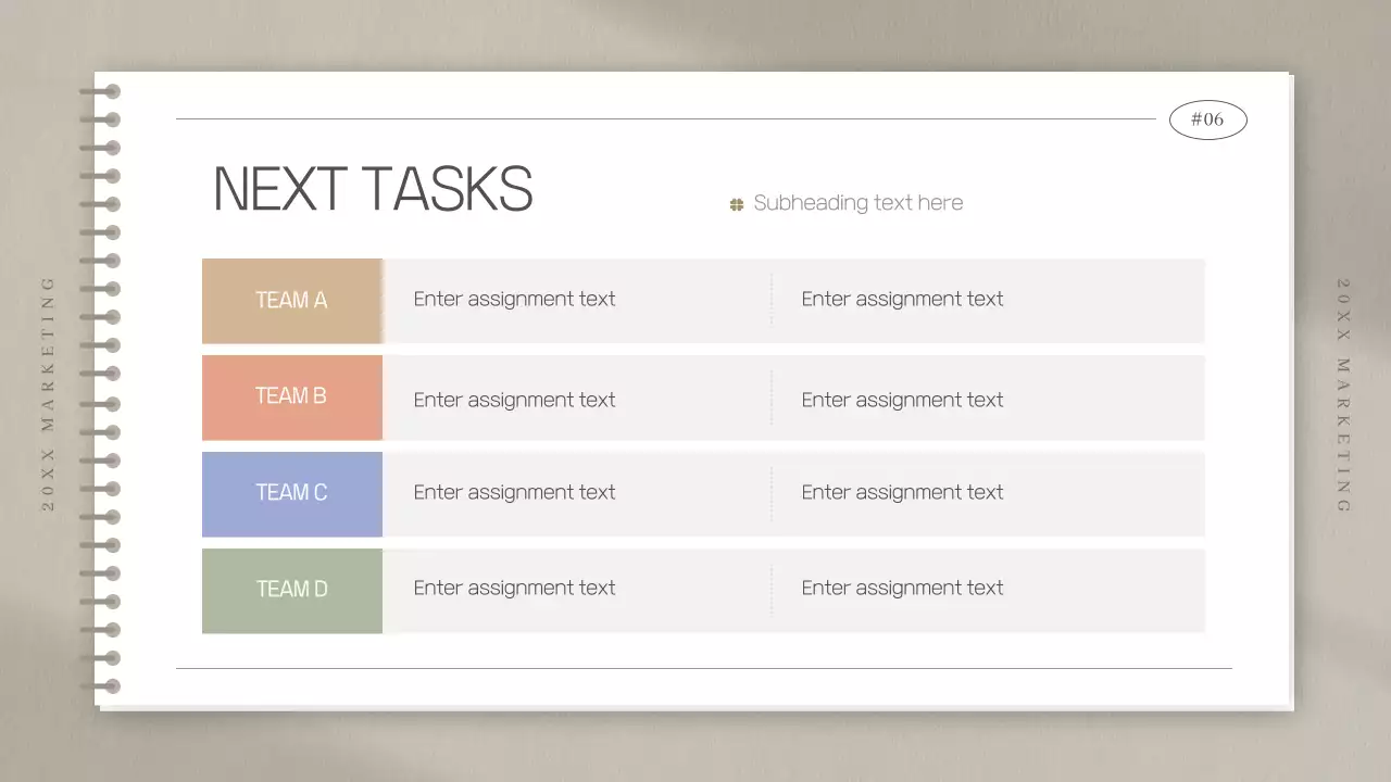 Marketing study meeting minutes in a simple beige notebook shape