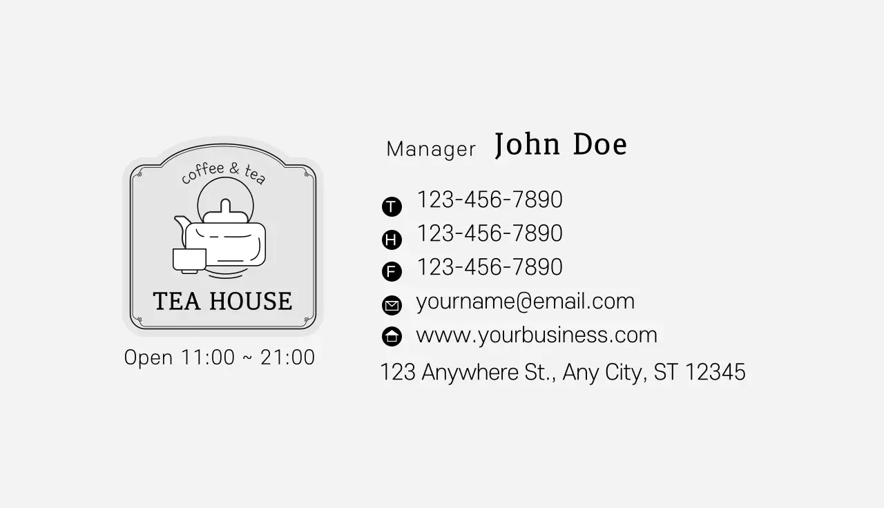 Grey Minimal Tea Business Card