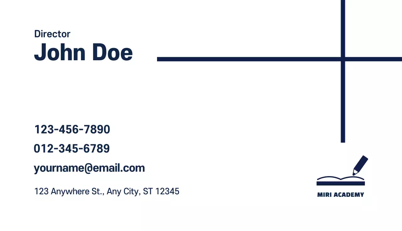 Navy Minimal Education Business Card