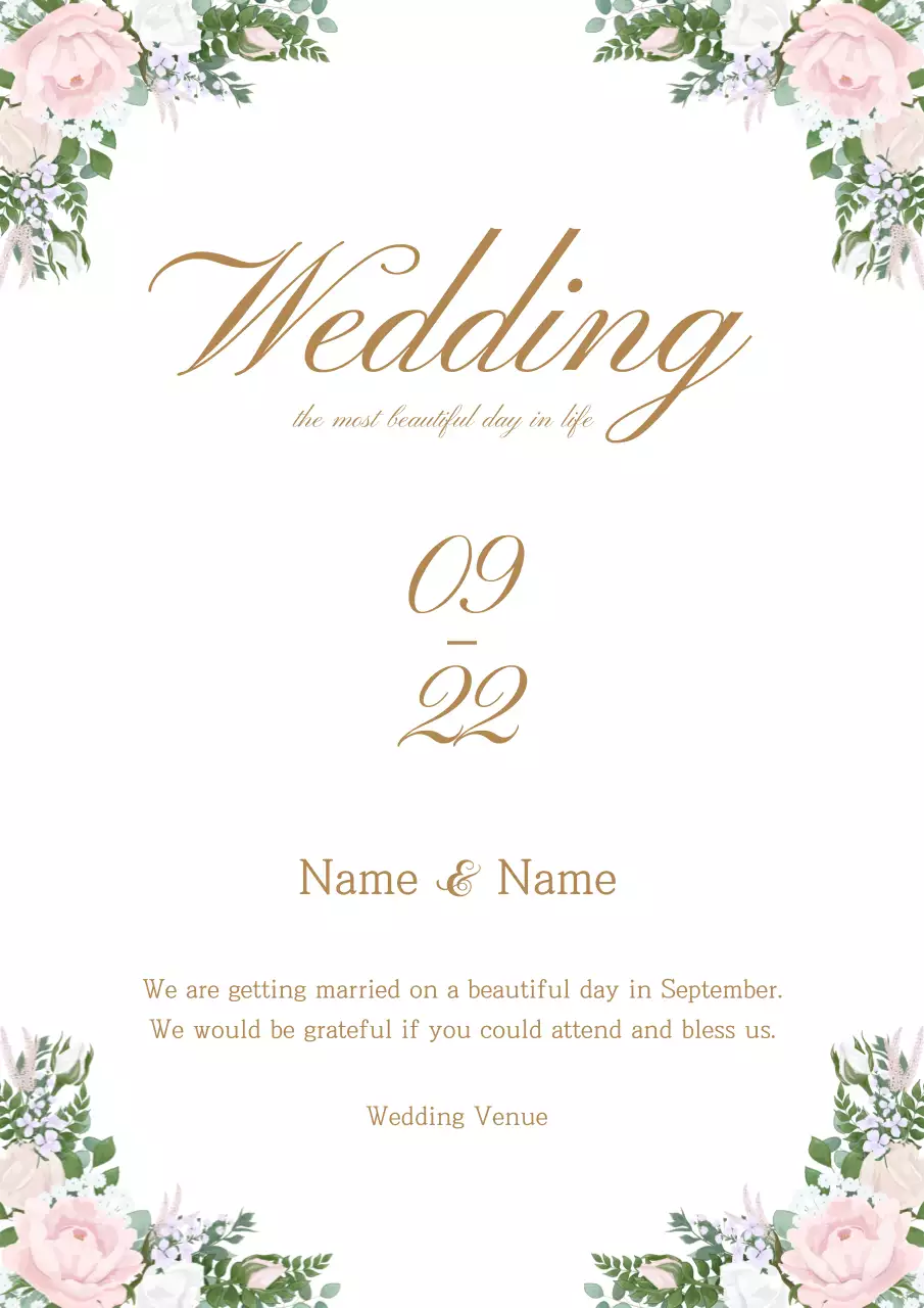 White Elegant Wedding Invitation Poster