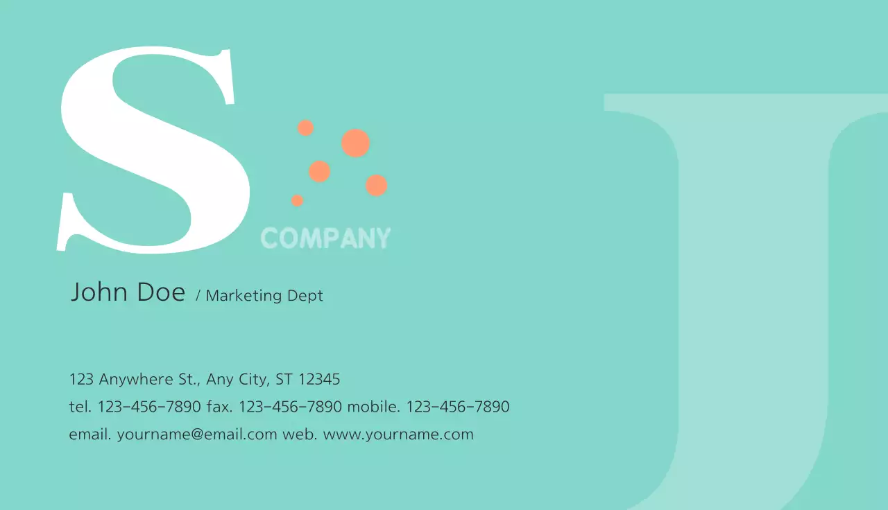 Mint Minimal Business Card