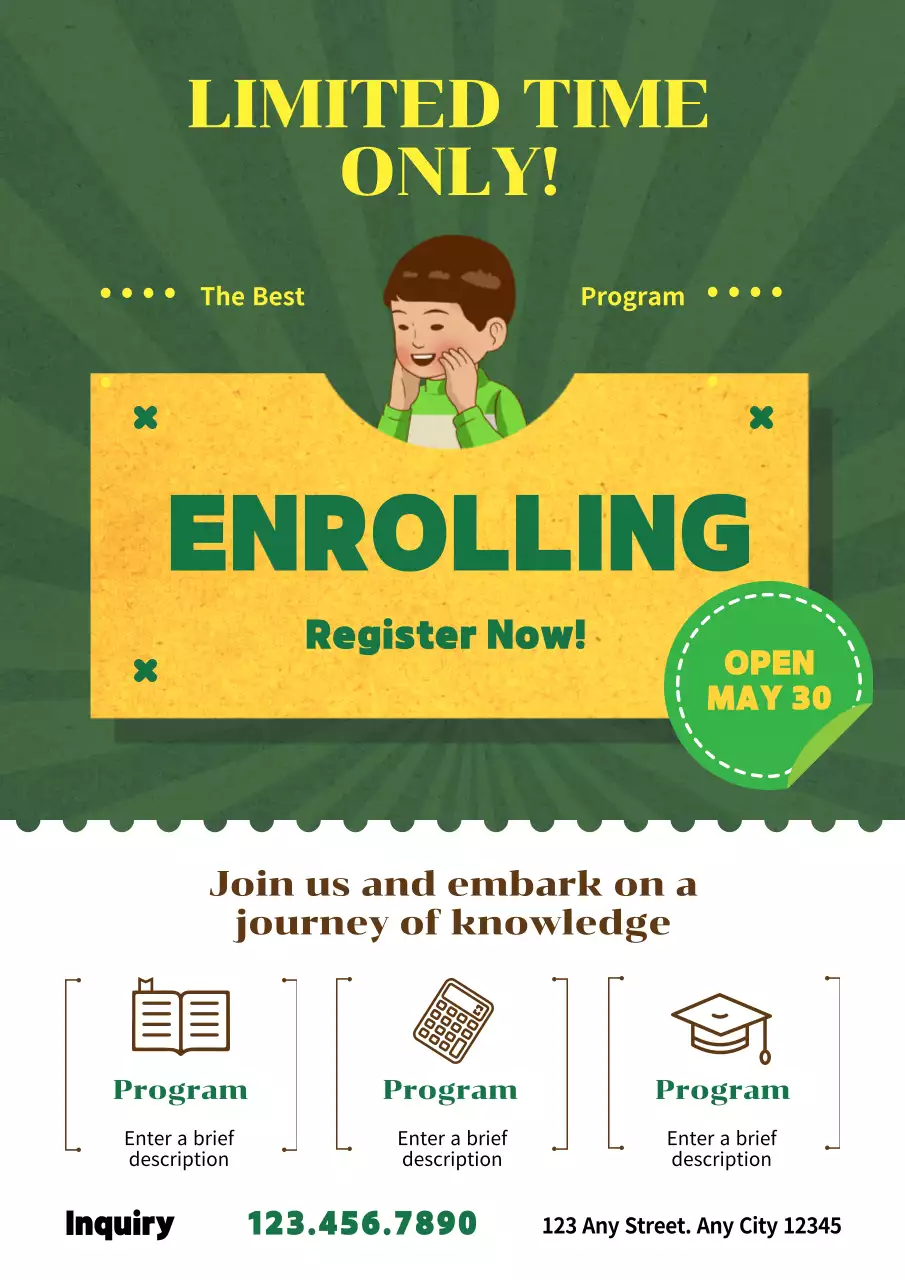 Green Modern Education Promotion Poster
