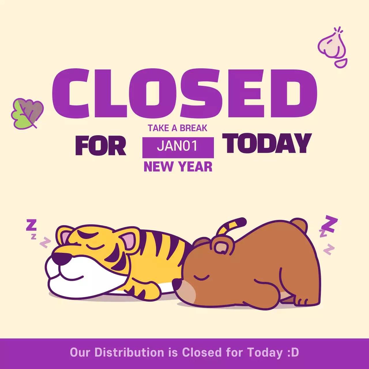 Beige Minimal New Year Notice Instagram Post