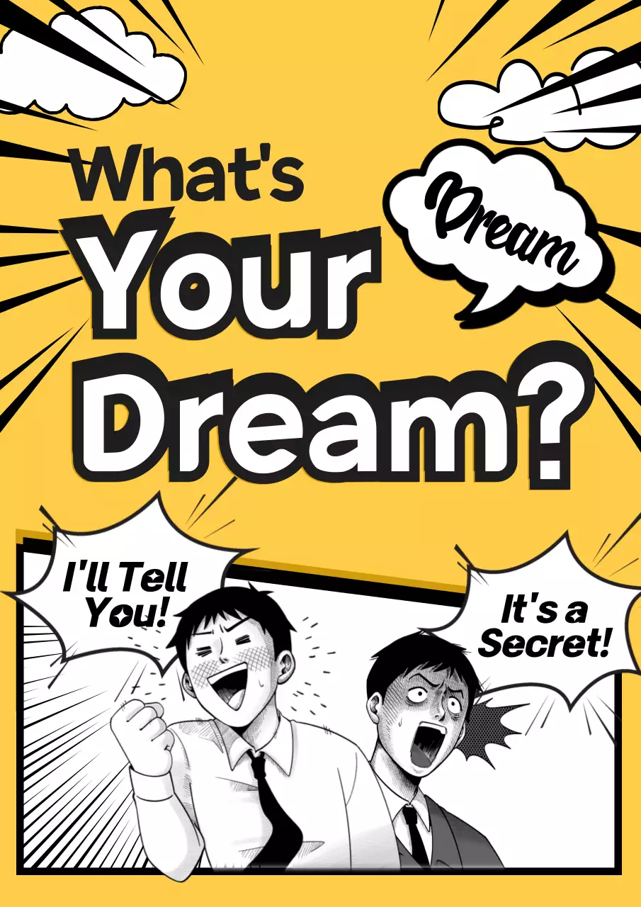 노란색 만화 꿈 발표 포스터