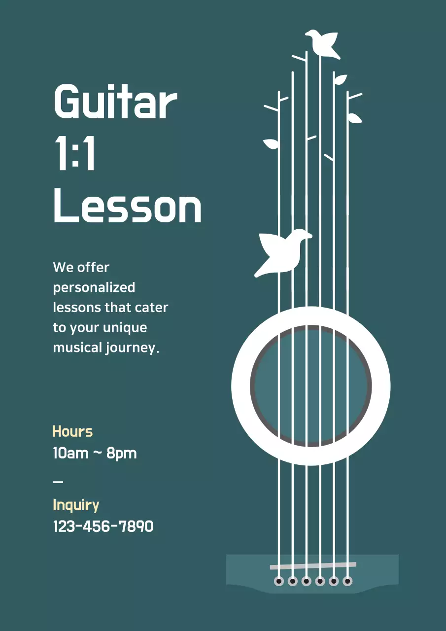 Teal Minimal Guitar Promotion Poster