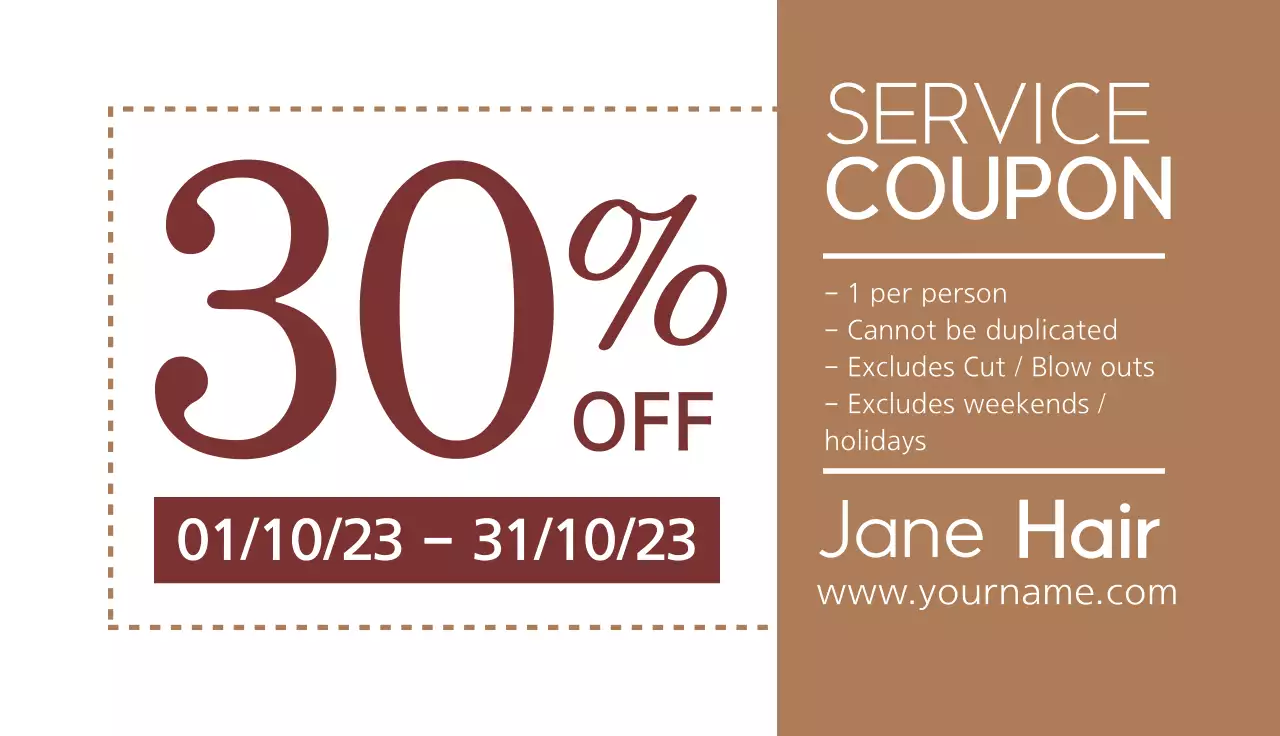 Brown Minimal Coupon Promotion Business Card