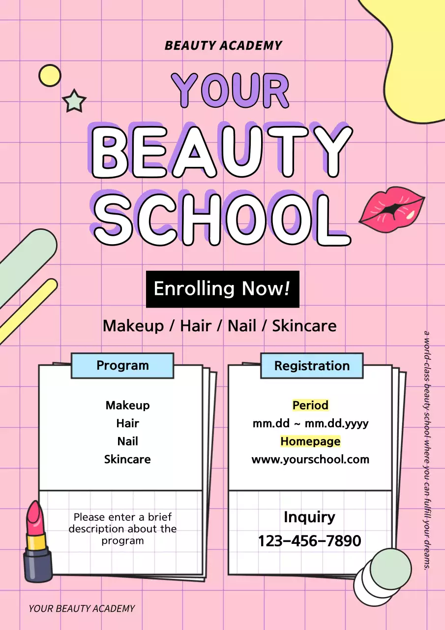 Pink Trendy Beauty Registration Poster