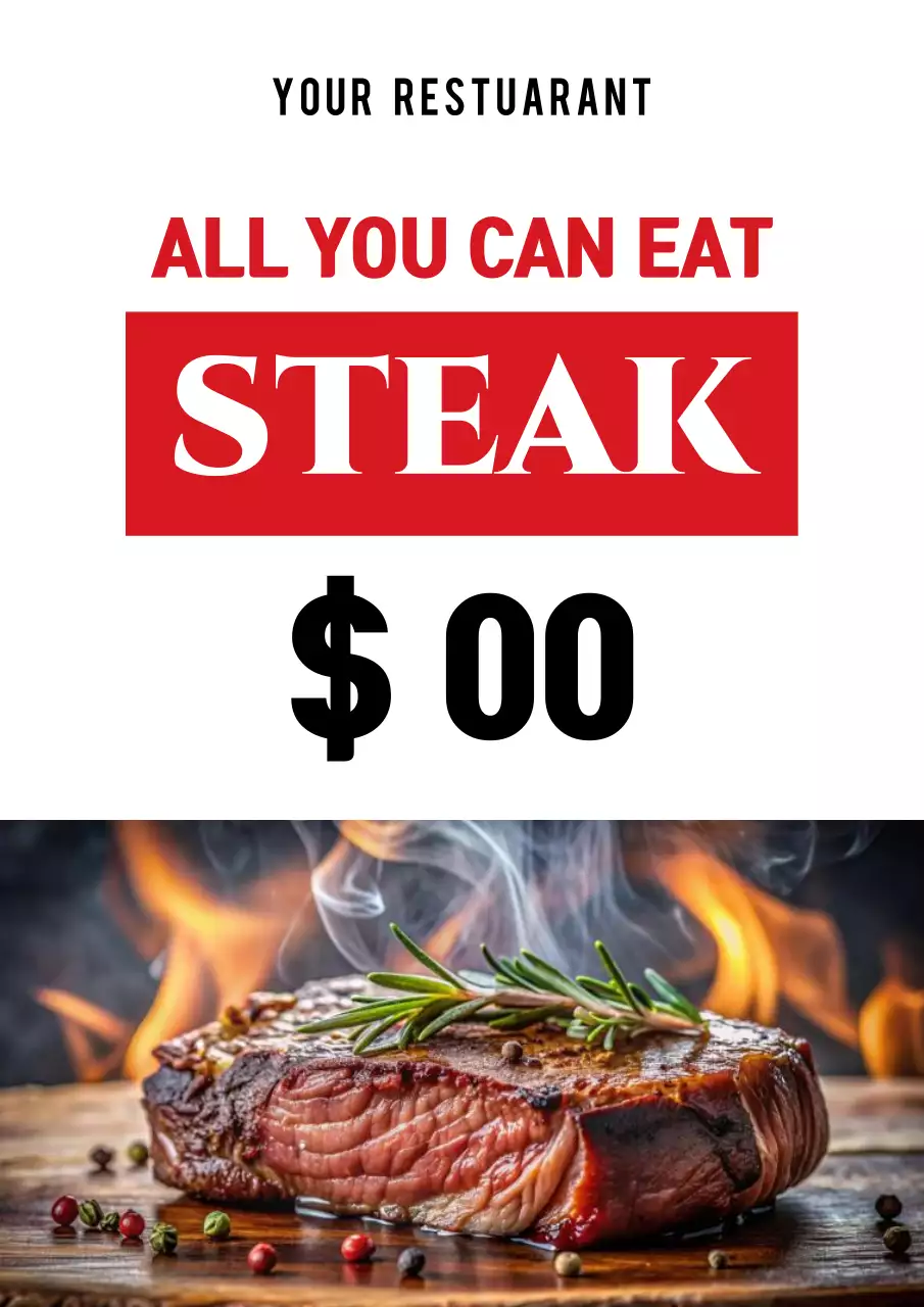 Red Modern Steak Promotion Poster