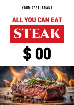 Red Modern Steak Promotion Poster