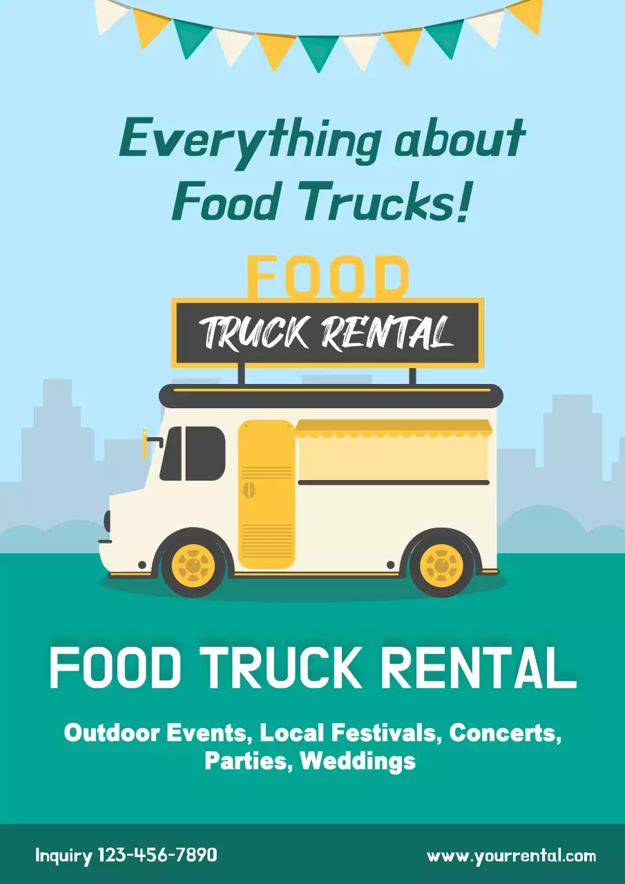 Teal Trendy Food Promotion Poster