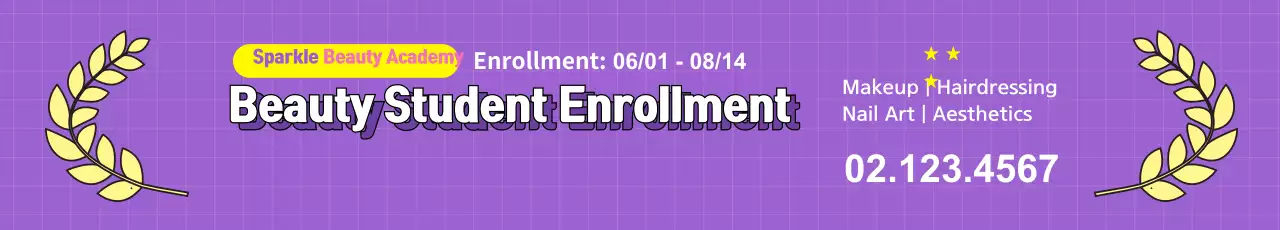 Faixa de inscrição de beleza moderna roxa