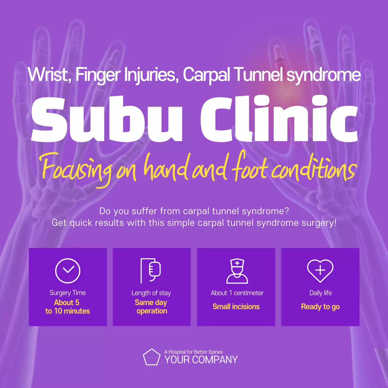 Purple Professional Hand Surgery Promotion Instagram Post