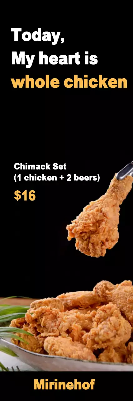 Banner promocional de frango preto da moda