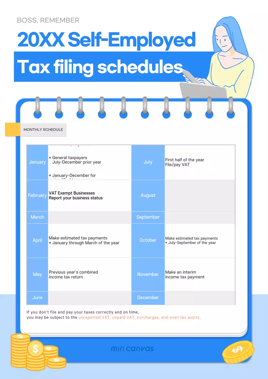Blue Modern Tax Schedule Guide Poster