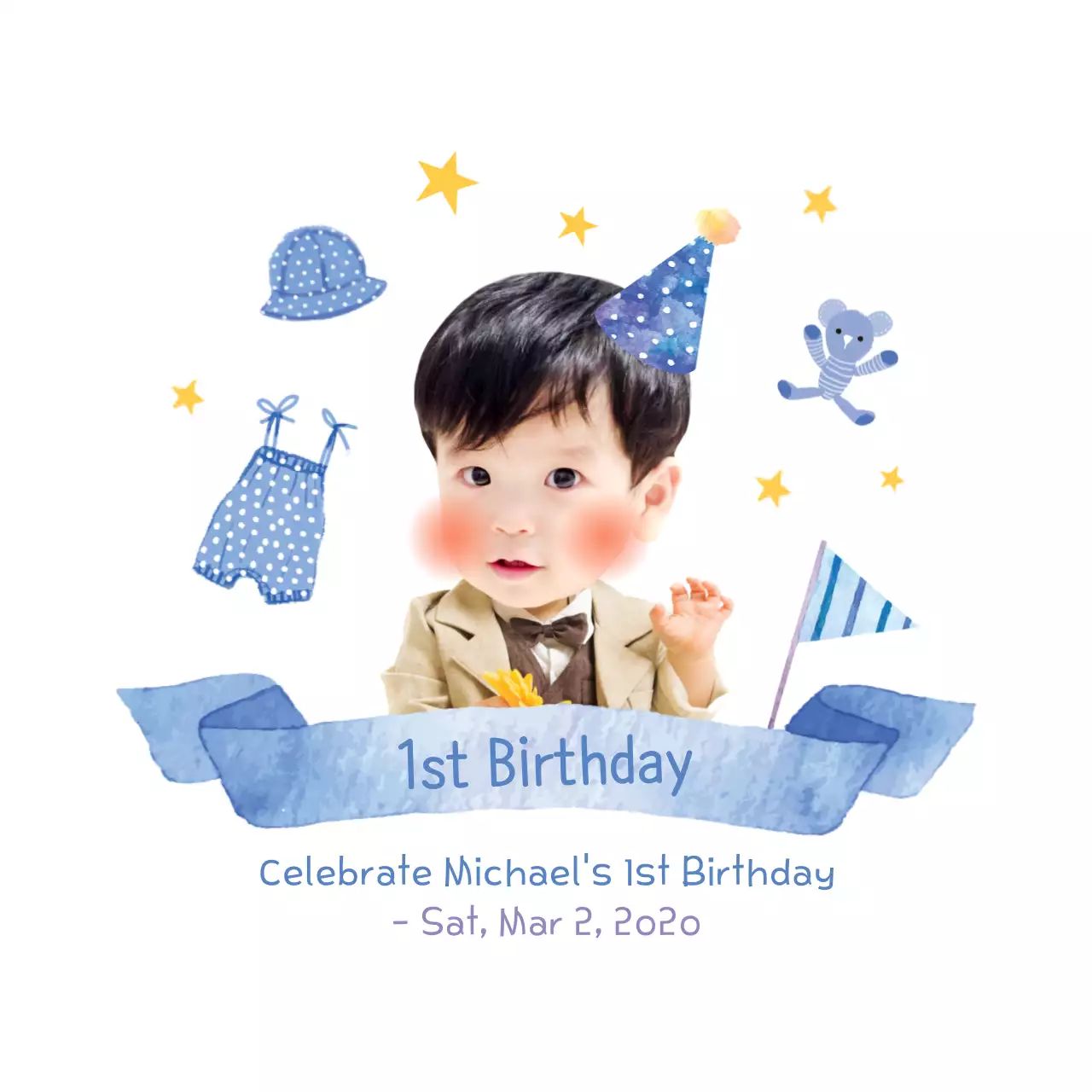 Blue Cute Birthday Invitation Banner