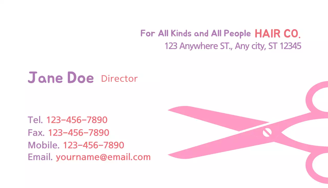 Pink Modern Hair Business Card