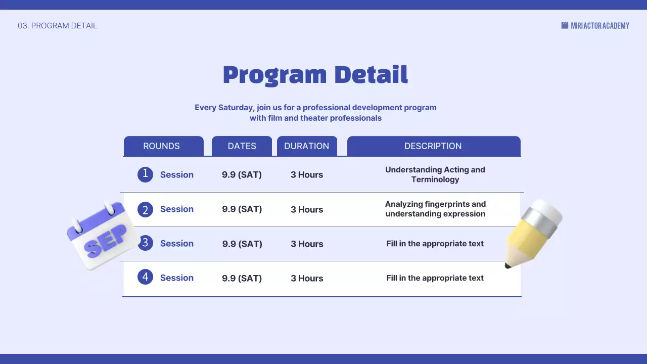 블루 모던 연기 가이드 프레젠테이션