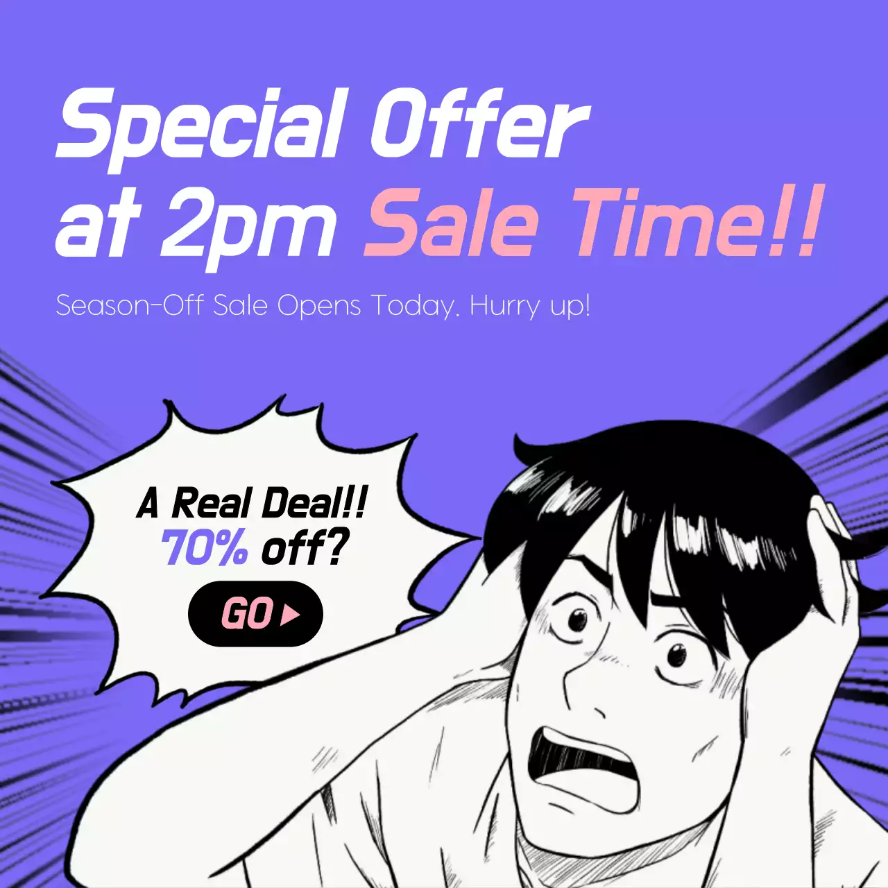 Purple Comic Sale Promotion Instagram Post