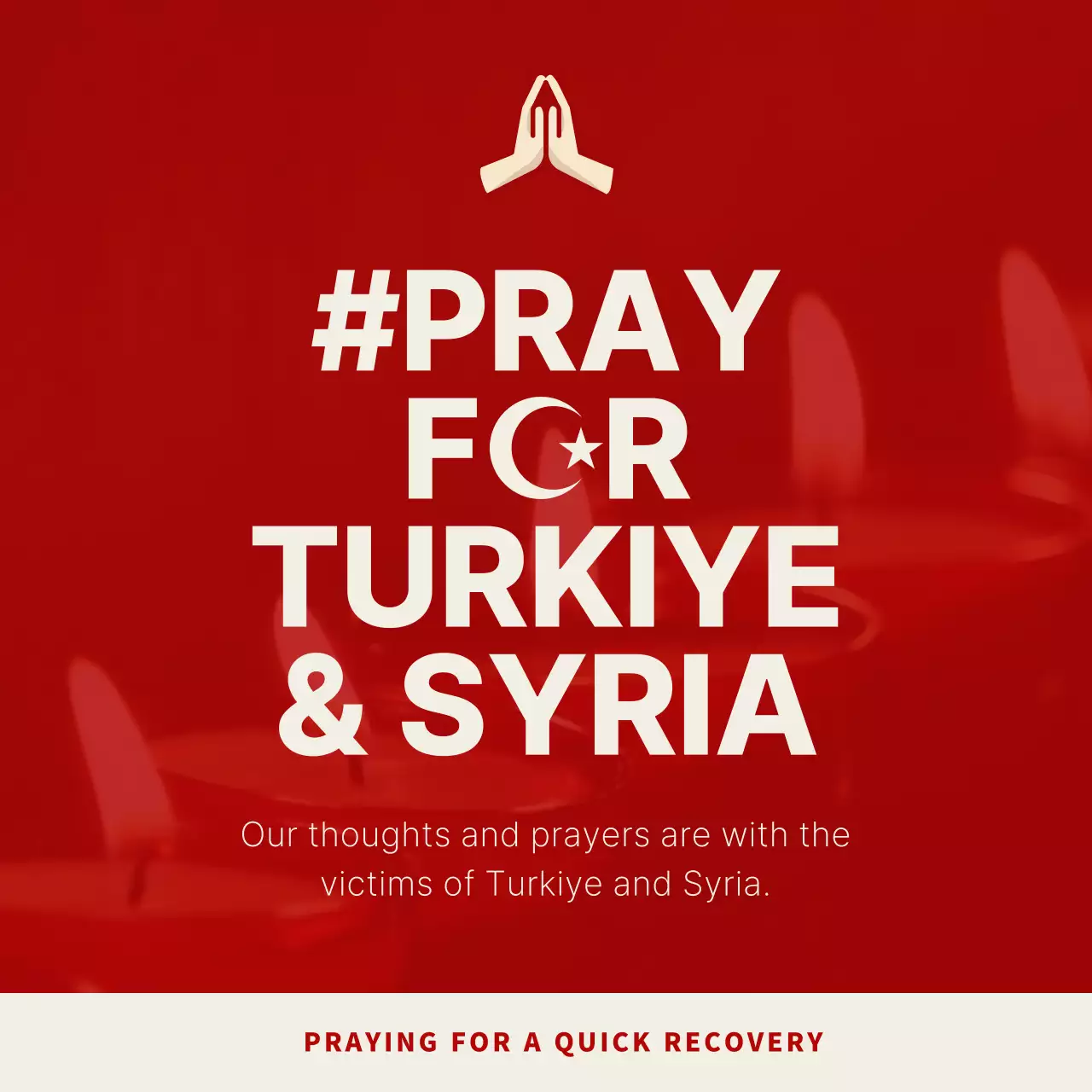 Turkiye prayer text in red and beige