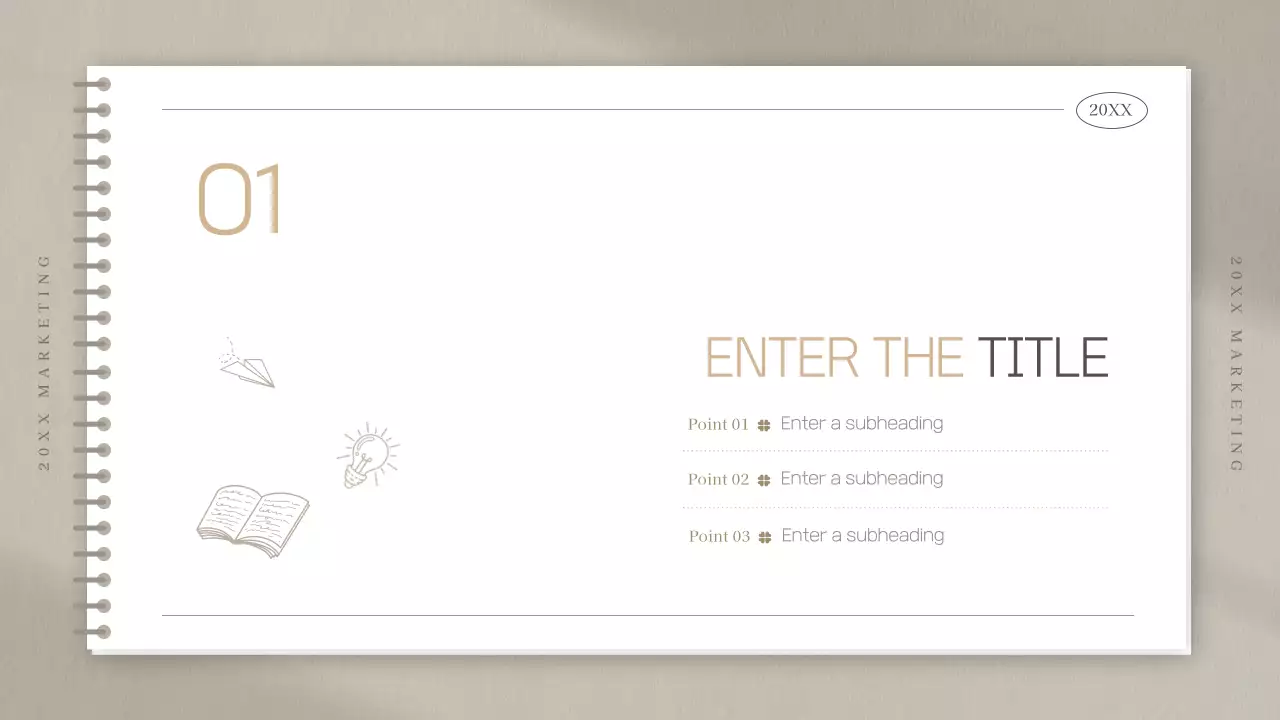 Marketing study meeting minutes in a simple beige notebook shape