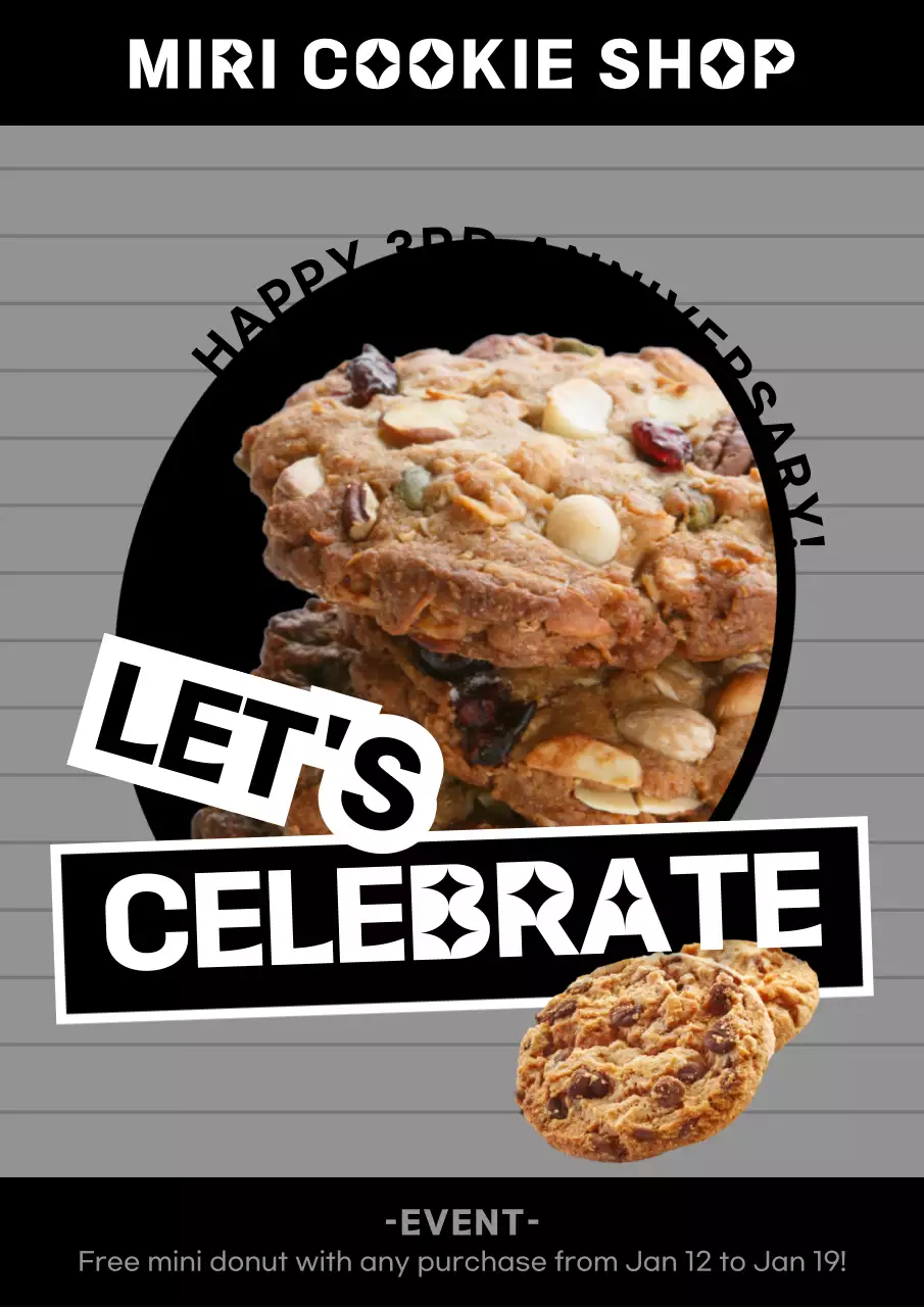 Black Retro Cookie Promotion Poster