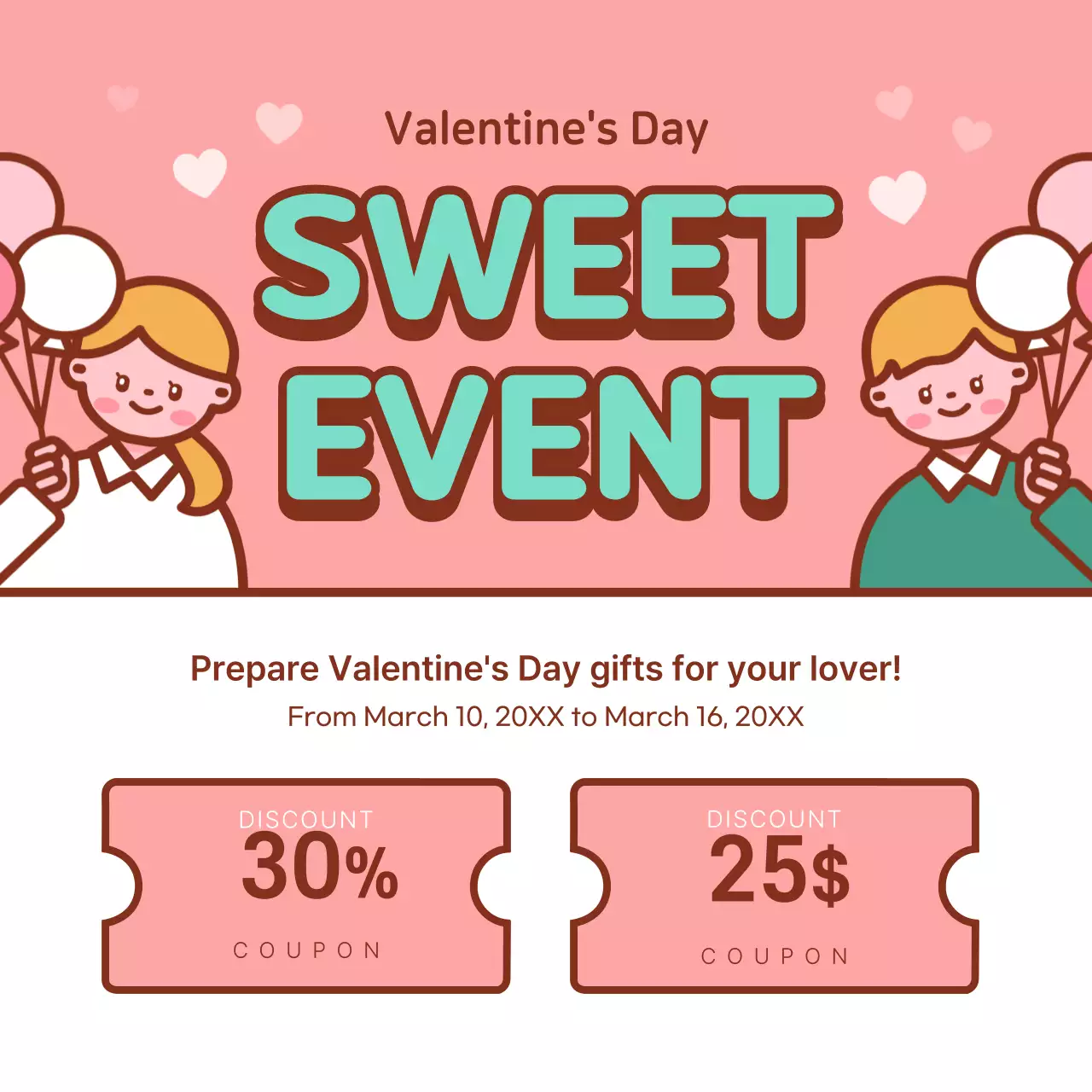 Pink Cute Valentine's Promotion Social Media Post
