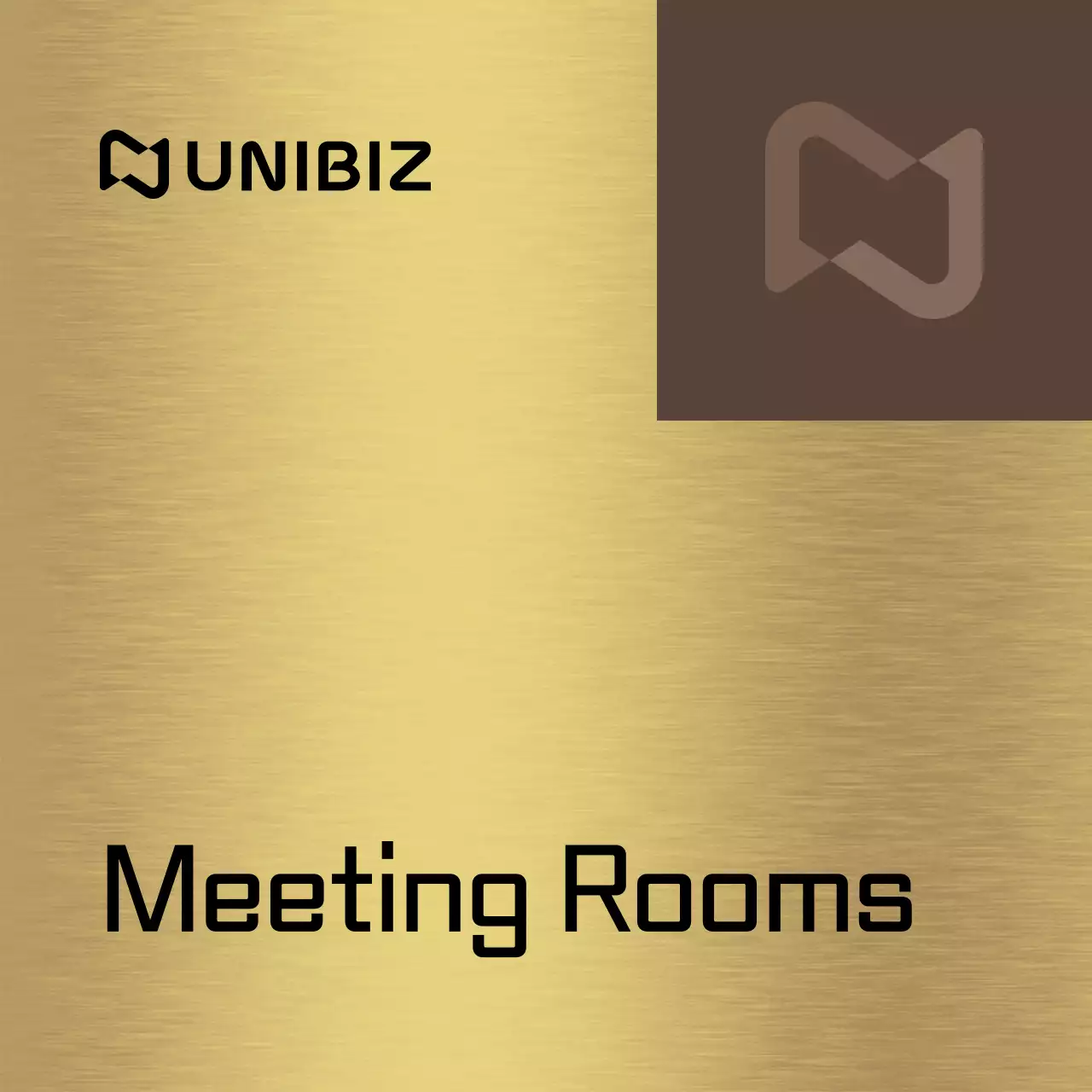 A simple placeholder sign with brown and black corporate department names and square shapes.