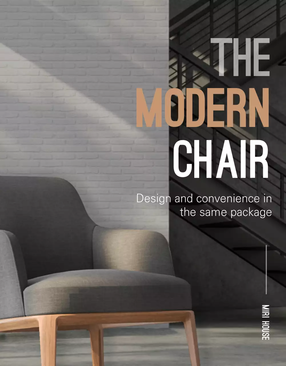 Simple modern chair in gray and brown