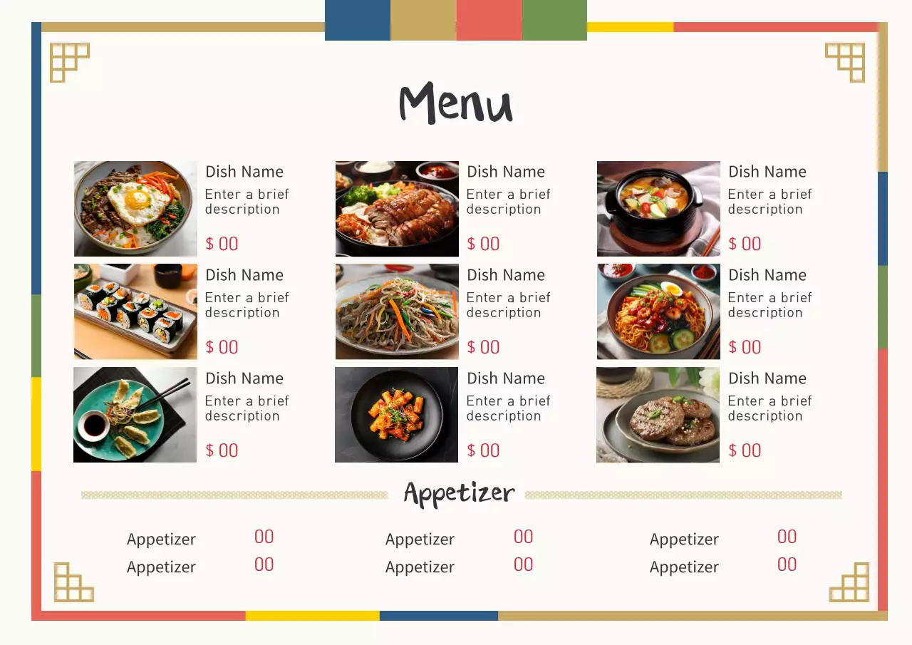 Colorful Traditional Food Menu Poster