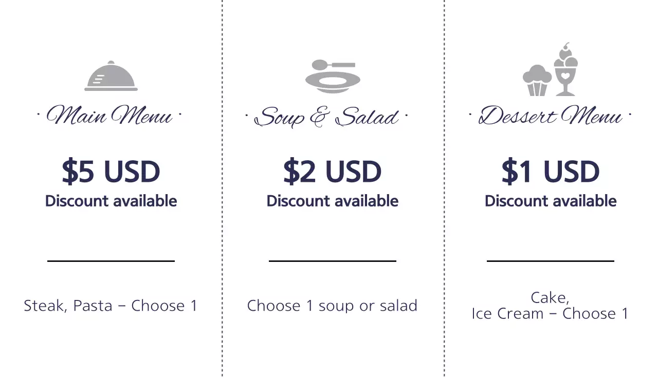 Navy Modern Restaurant Promotion Business Card