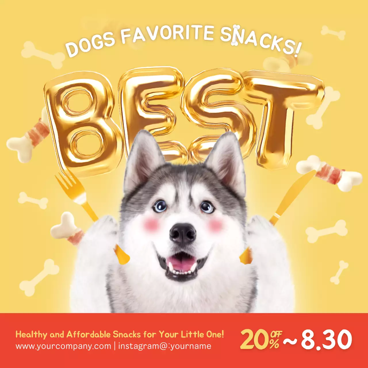 Yellow Trendy Dog Promotion Instagram Post