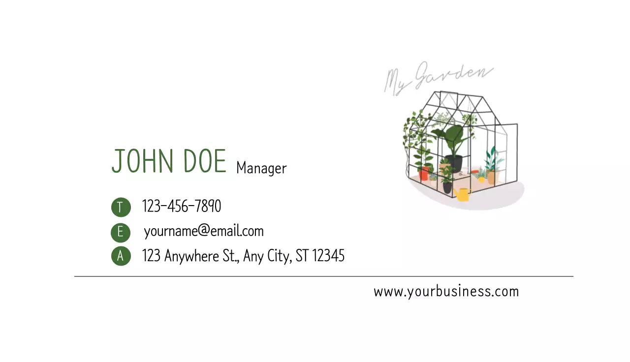 Green white illustration neat cafe botanical garden