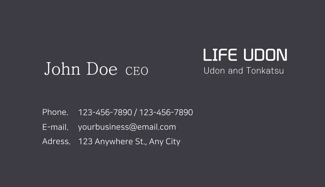 Black Minimal Restaurant Business Card