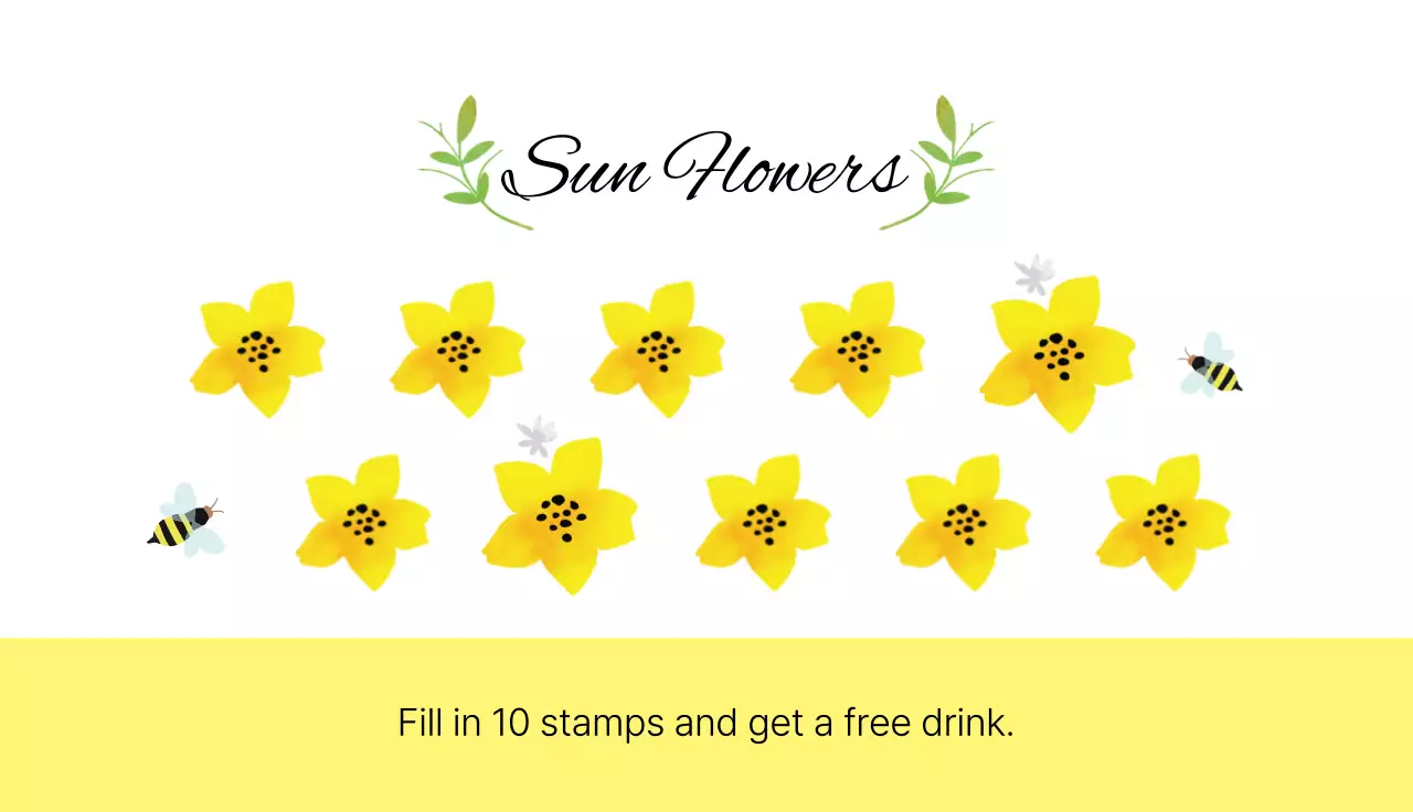 Yellow Floral Coffee Promotion Business Card