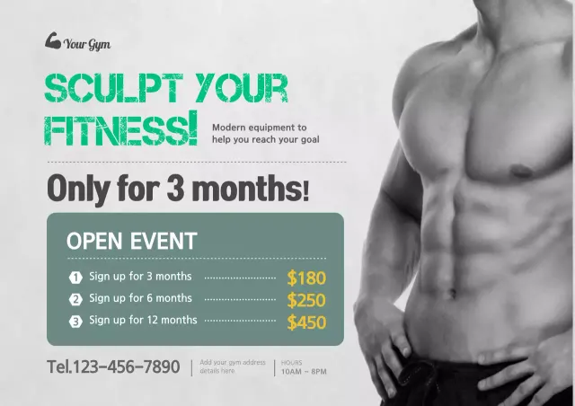 Grey Minimal Fitness Promotion Poster