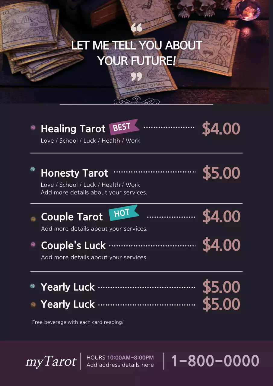 Purple Vintage Tarot Promotion Poster