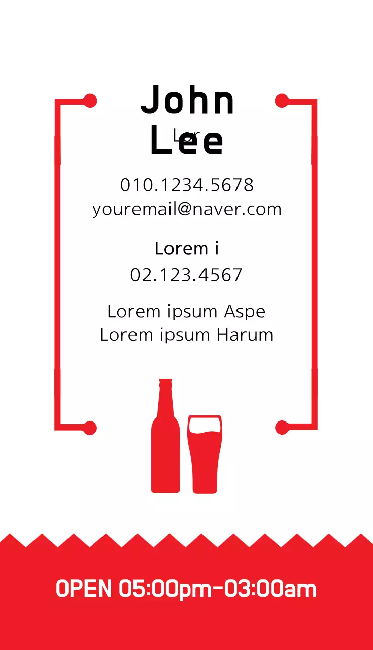 Red Minimalist Beer Advertisement Business Card