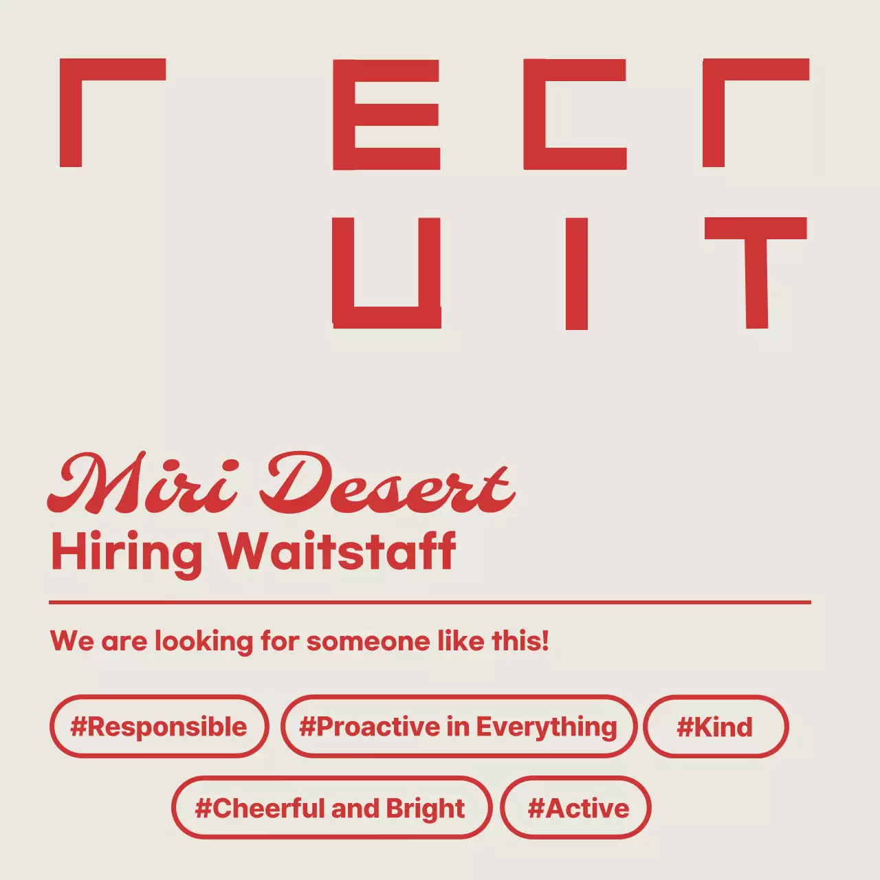 Red Modern Recruitment Job Posting Social Media Post