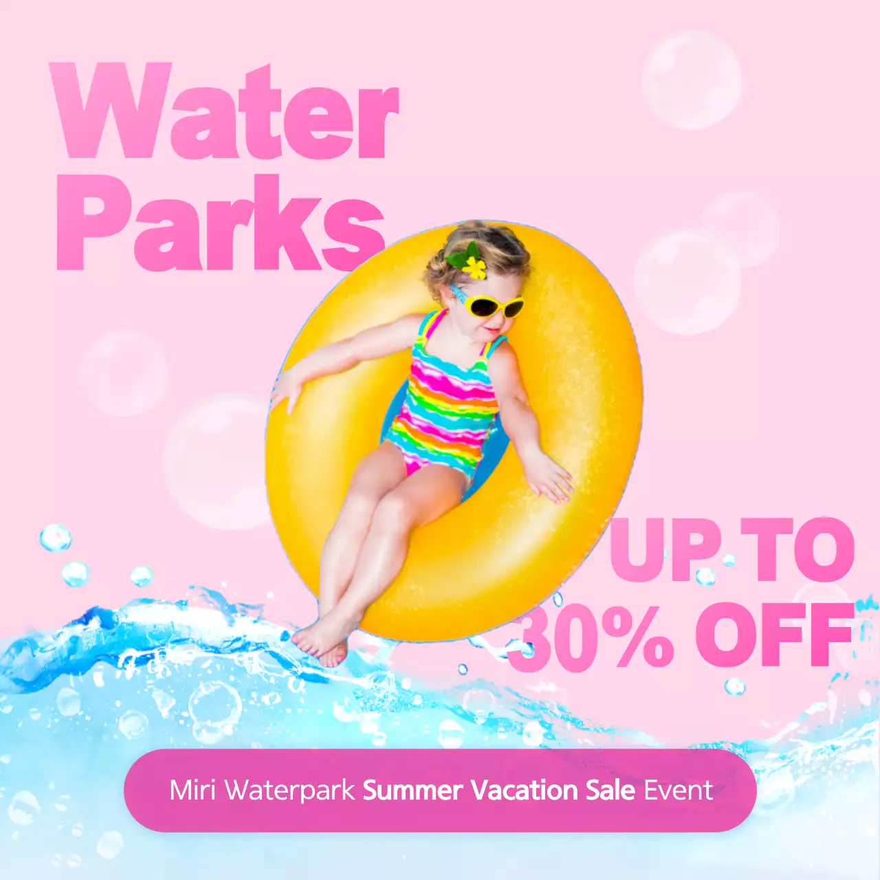Pink Trendy Waterpark Promotion Instagram Post