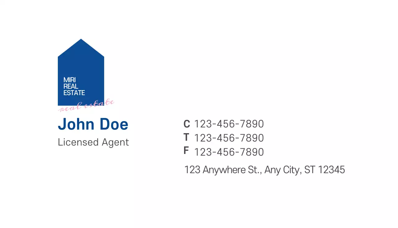 Blue Minimalist Real Estate Business Card