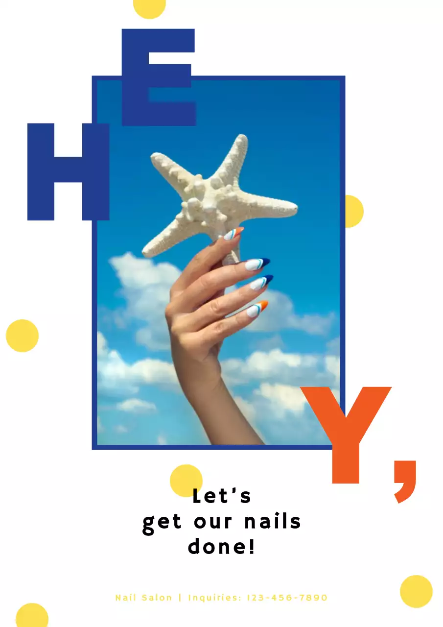 Promote nail art with blue and red nail art photos