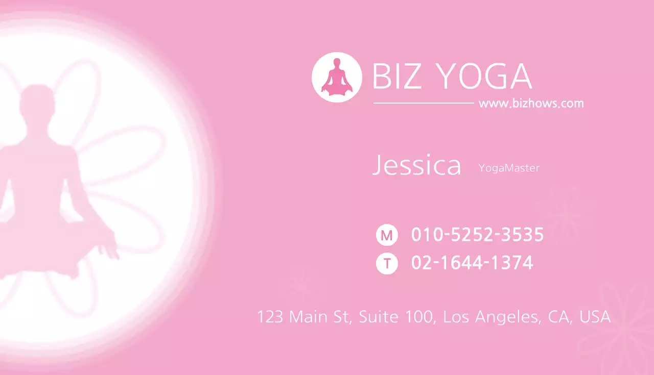 Kartu Nama Yoga Elegan Berwarna Pink