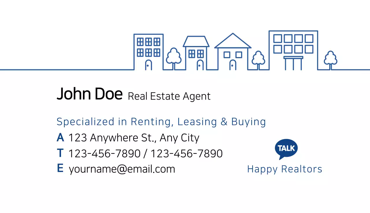 Blue Simple Real Estate Business Card