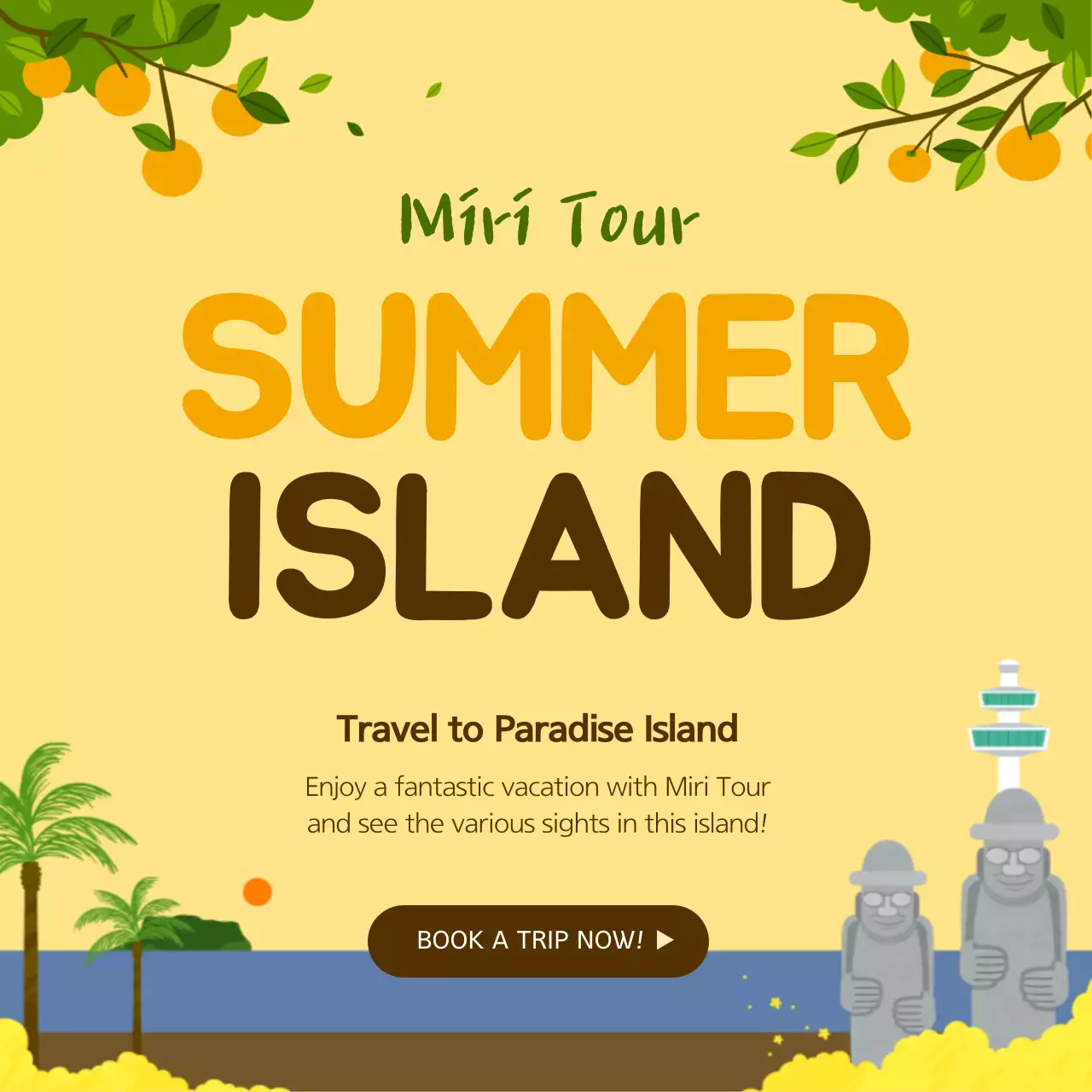 Yellow Tropical Vacation Promotion Instagram Post