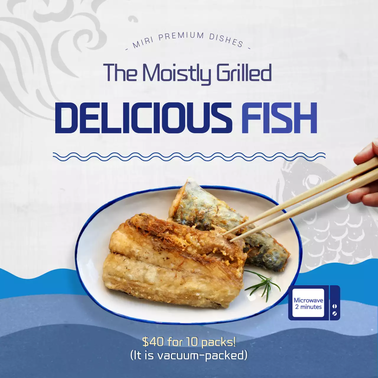 Blue Modern Fish Promotion Social Media Post