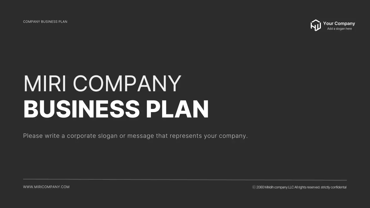 A modern company profile in black and gray