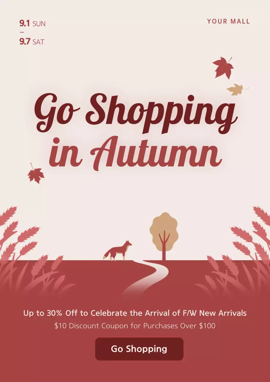 Red Traditional Autumn Promotion Poster
