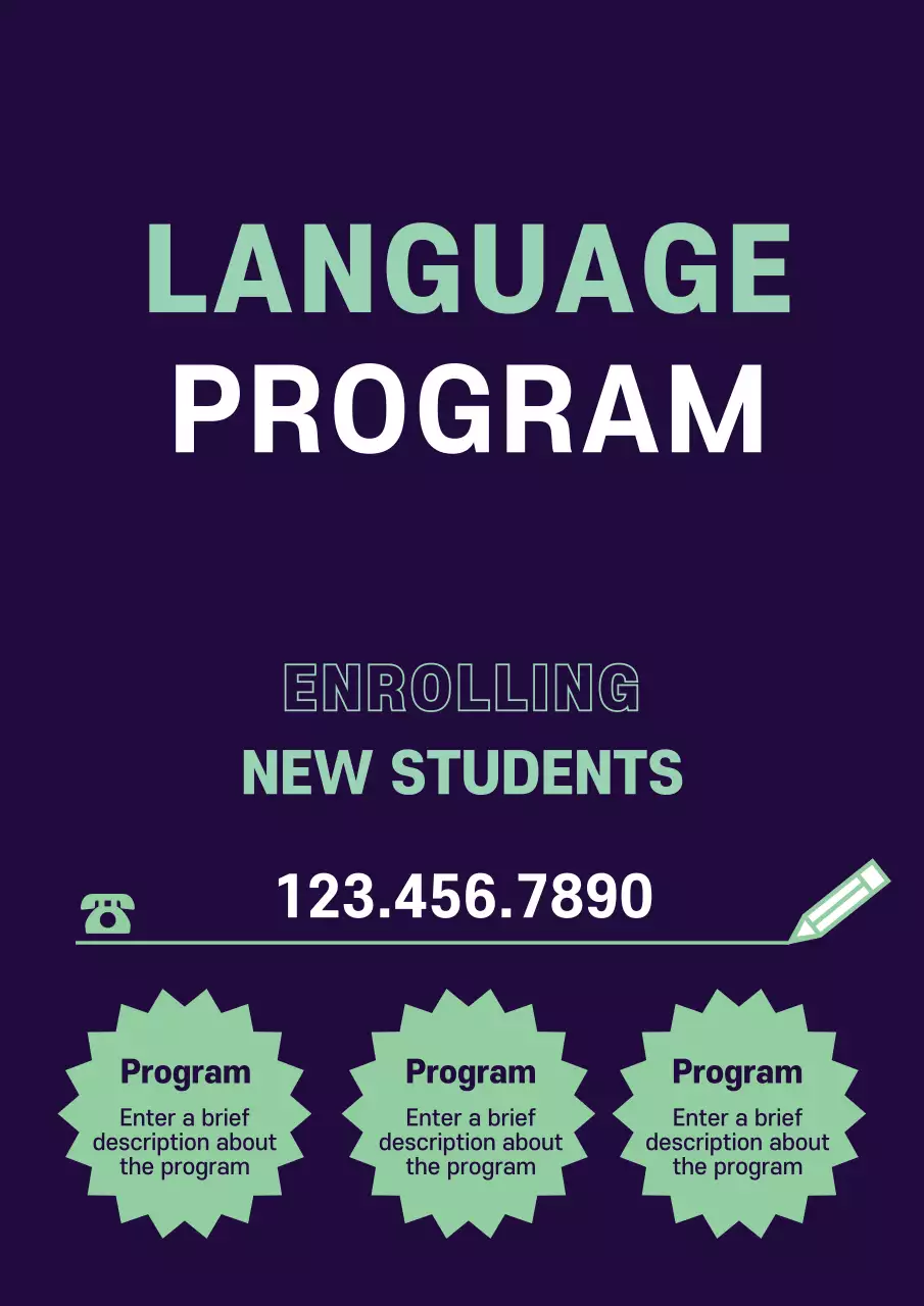 Purple Minimal Language Promotion Poster