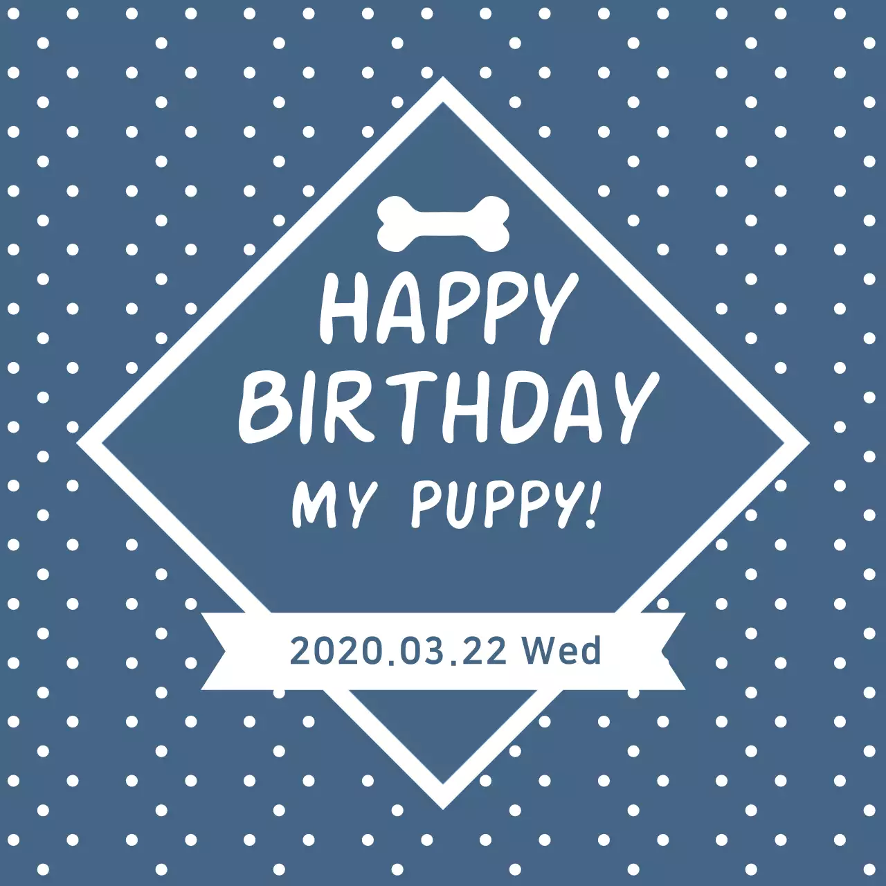 Biểu ngữ mời chó con đơn giản màu xanh